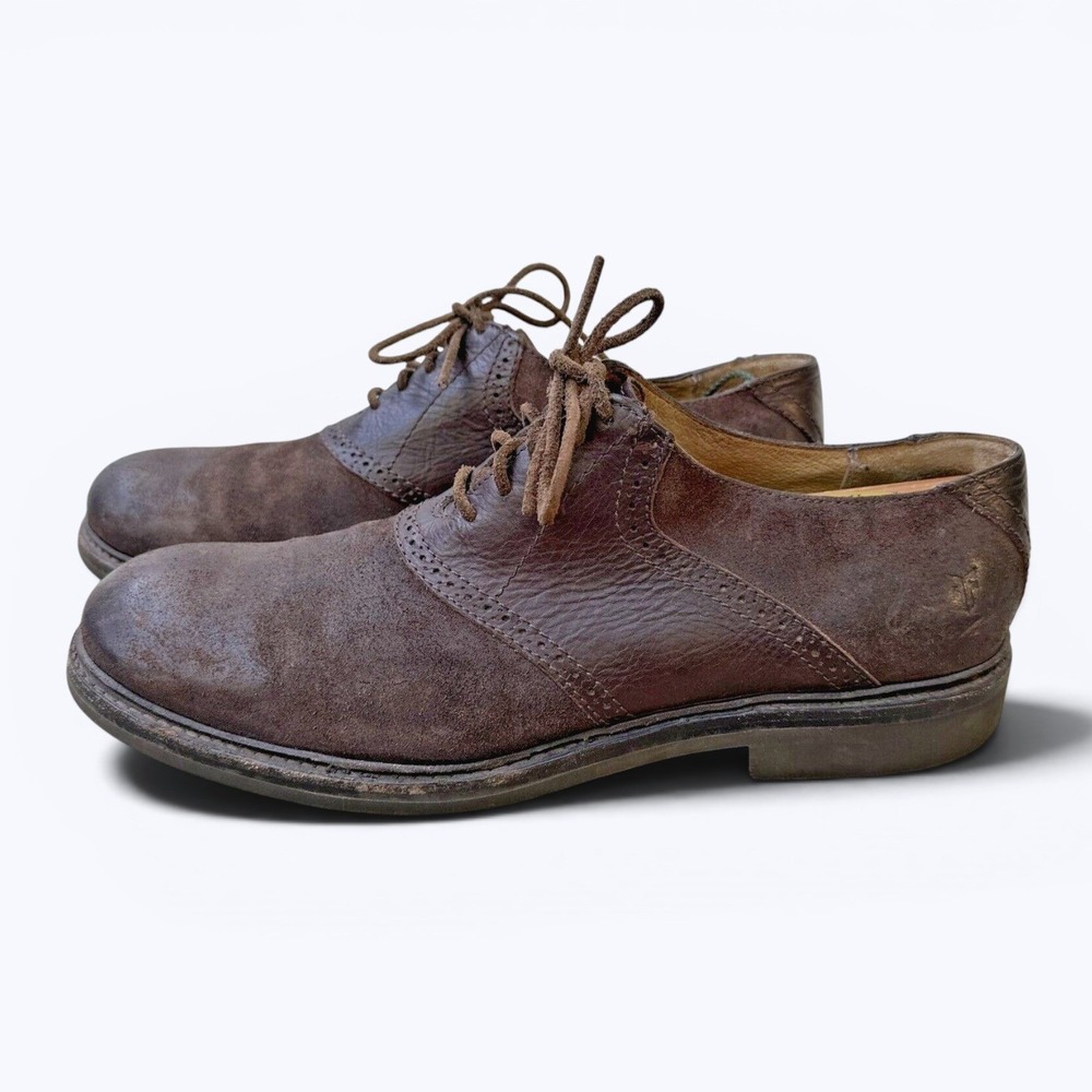 Frye Saddle Oxford Shoes Brown Suede Leather 84100 Casual Lace Up Mens Size 13D